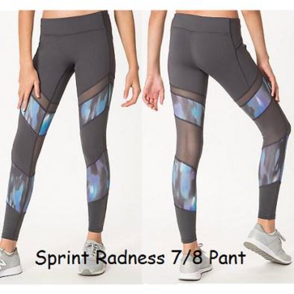 Ivivva Girl by Lululemon 🍋Sprint Radness 7/8 Pant grey blue mesh size 10 - Picture 2 of 5